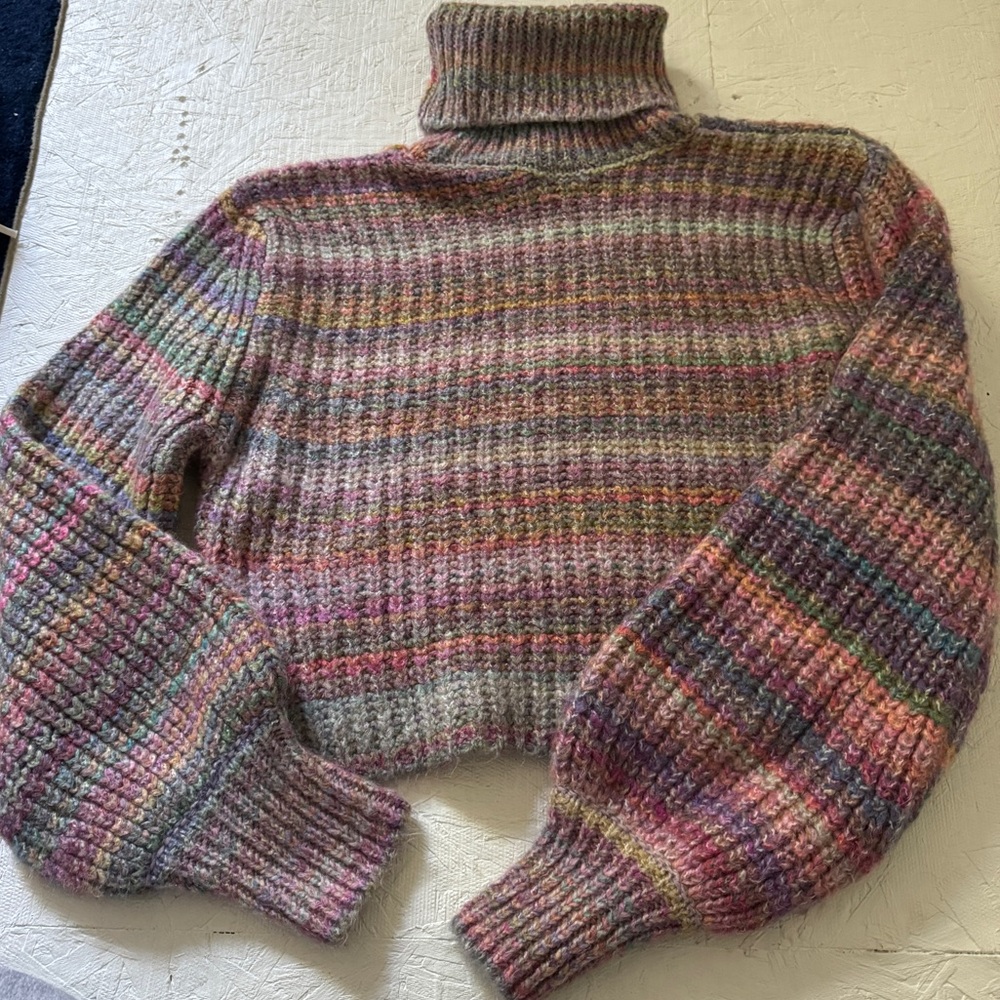 Topshop Multicolor Striped Turtleneck Sweater